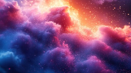 Obraz premium Vibrant cosmic clouds illuminated by colorful light.