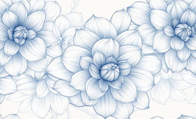 A detailed blue and white floral pattern featuring large, intricate flowers.