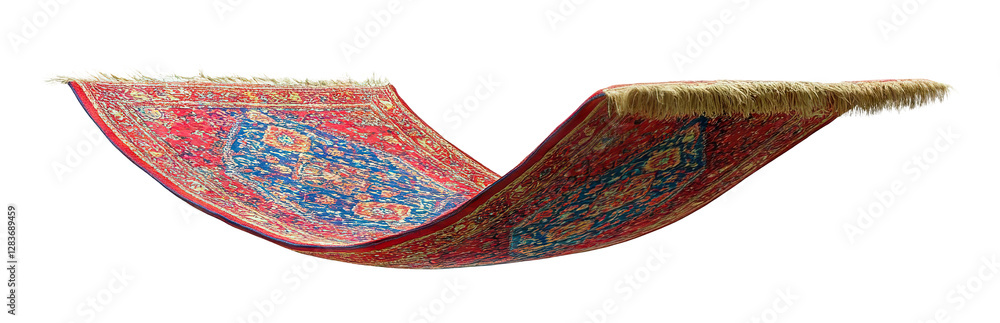 Poster elegant persian rug with intricate pattern, isolated on transparent cutout background