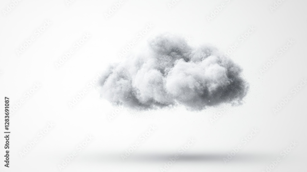 Poster soft cloud floating in a bright white background with shadow effects