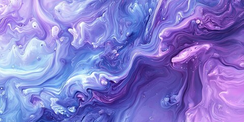 Abstract purple and blue fluid background, with a liquid marble texture and swirling waves of paint