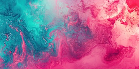 Fototapeta premium Colorful abstract background with pink, turquoise, and red liquid marble swirls