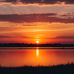 Obraz premium sunset over the river