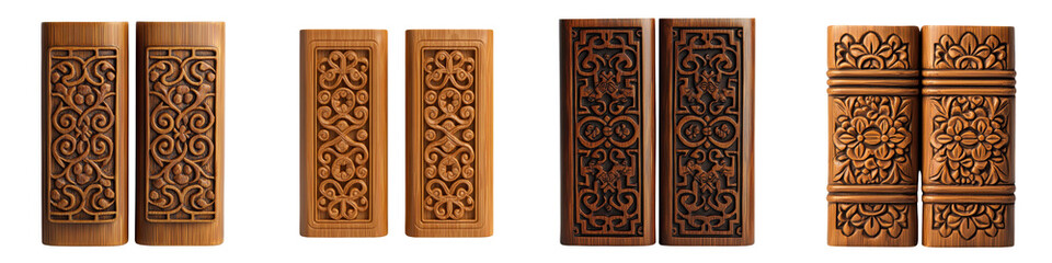 Beautifully crafted wooden carvings featuring intricate floral and arabesque patterns showcasing the rich cultural heritage and traditional artisanal skills