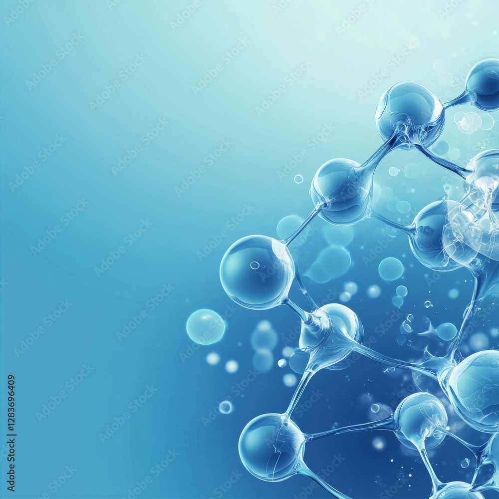 Poster Abstract Molecule Structure: A Visual Representation of Science and Innovation on Light Blue Gradient Background
