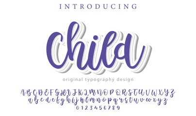 Child Font Stylish brush painted an uppercase vector letters, alphabet, typeface