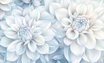 A serene illustration of white flowers with intricate details and soft colors.