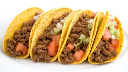 Delicious Ground Beef Tacos with Tomato and Lettuce