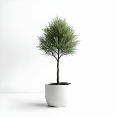 Obraz premium Tree in ceramic pot isolated on white background. Plants growing in pots or planters. beautiful natural home decorations. Interior design