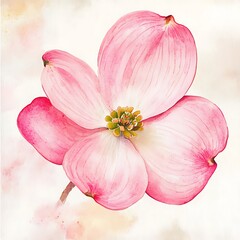 Delicate Pink Dogwood Watercolor Painting