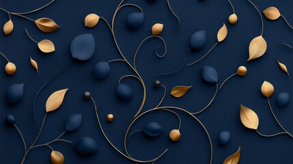 Beautiful blue and gold border with intricate gold flowers is displayed. The flowers are a combination of gold and blue, creating a stunning contrast