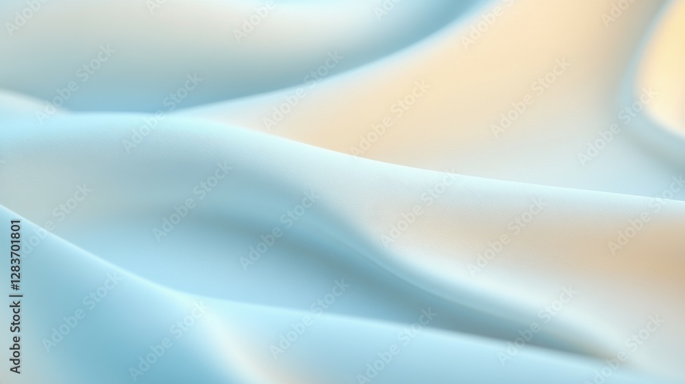 Poster soft waves of light blue and cream fabric creating elegant abstract texture