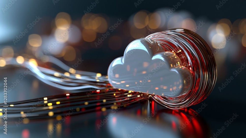 Poster the concept of cloud computing technology involves transferring a database to the cloud, depicted by
