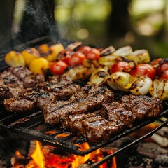 Delicious barbecue on an open fire