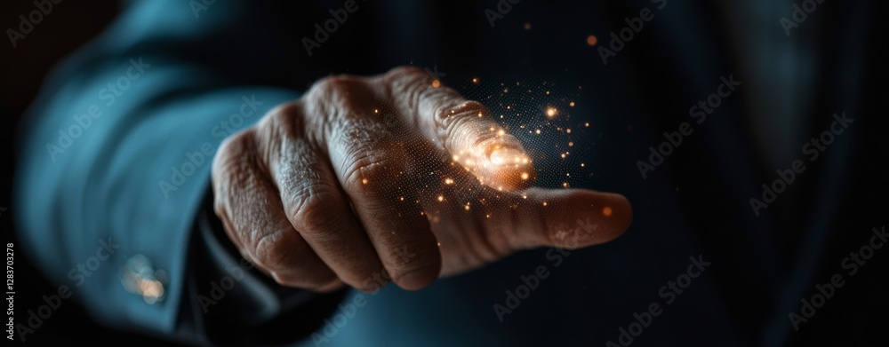 Aufkleber concept of ai stock, data science, and information technology, depicted by a businessman interacting