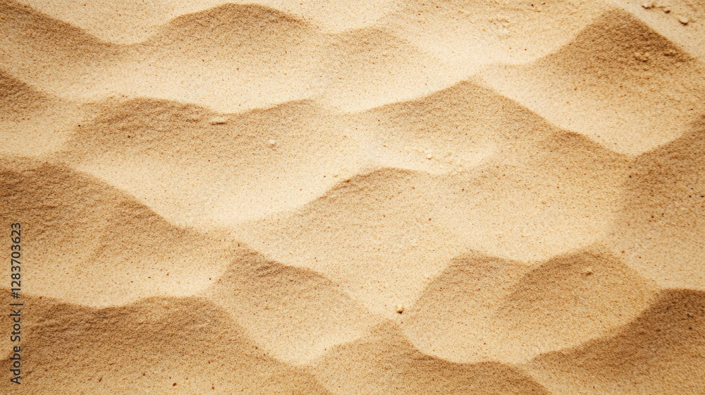 Poster Smooth, undulating sand dunes create mesmerizing patterns, embodying the essence of a tranquil desert landscape shaped by gentle winds, inviting a sense of calm and serenity