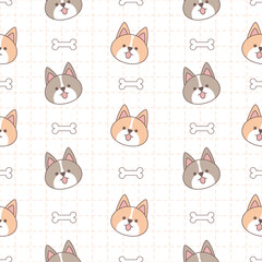 Seamless pattern of cute dog puppy
