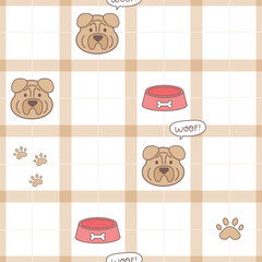 Seamless pattern of cute dog puppy