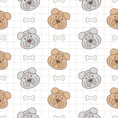 Seamless pattern of cute dog puppy