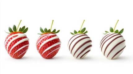 Fresh Strawberries Coated in White and Dark Chocolate Decorations