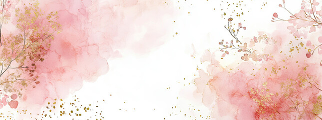 A soft, watercolor background with pink hues and delicate floral accents, ideal for invitations.