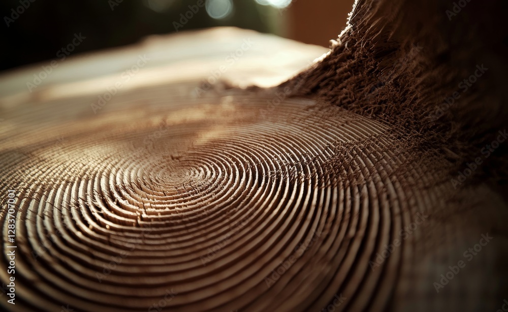 Poster section of tree trunk with annual rings after being cut down, also referred to as a tree stump or a 