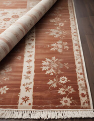 Dark wood flooring with a bright patterned boho rug.