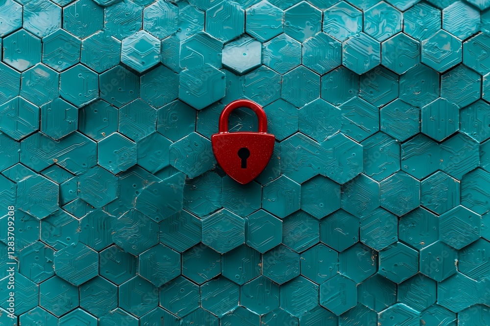 Poster internet piracy and cybersecurity are symbolized through the integration of circuits and virtual dig