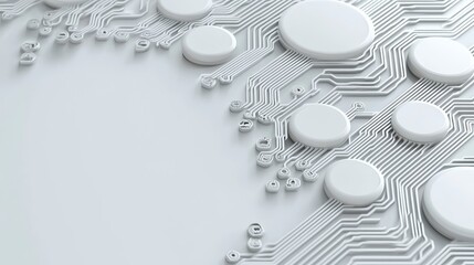 Futuristic Circuit Board Design Fading Into White Background