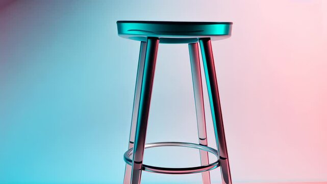 Stylish transparent stool on a colorful gradient background, showcasing modern design aesthetics