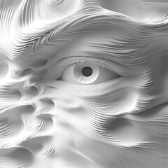 Fototapeta premium Wavy White Abstract with Hidden Eye Digital Art