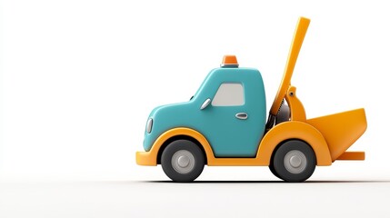Naklejka premium Colorful Cartoon Pickup Truck with Plow Blade on White Background