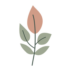 Leaves on a branch. Cute illustration, vector, color, simple.