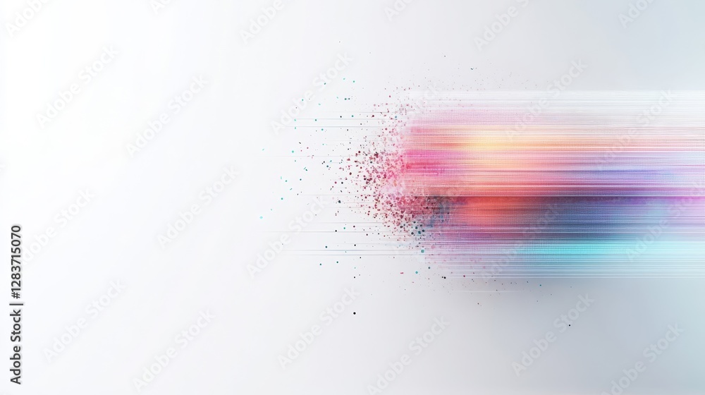 Poster abstract colorful motion blur with particle effects on white background