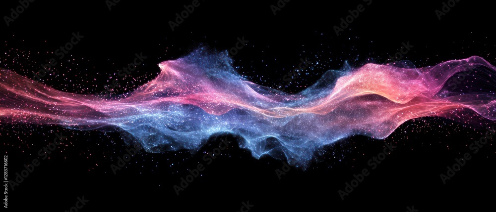 Aufkleber abstract colorful wave of light and particles flowing through a dark space, creating a mesmerizing v