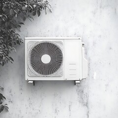 Modern White Air Conditioner Unit on Textured Wall Background
