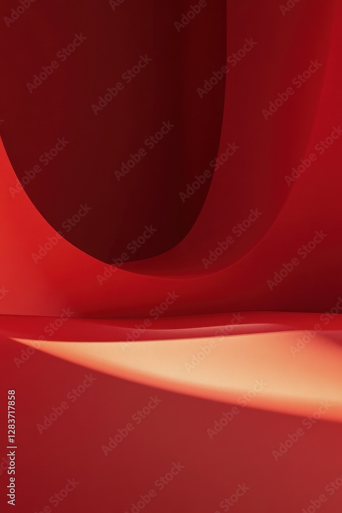 Aufkleber abstract red interior with smooth curves and shadows, creating a warm atmosphere, suitable for moder