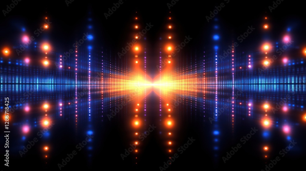 Poster vibrant light patterns in a futuristic setting
