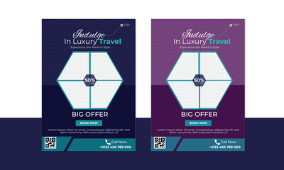 Travel poster or flyer pamphlet brochure design layout space for photo background, Creative travel and holiday social media post business flyer template, Travel Flyer Layout with Circular Elements
