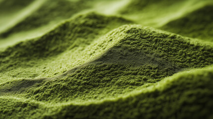 close up of green tea powder, matcha texture, matcha powder
