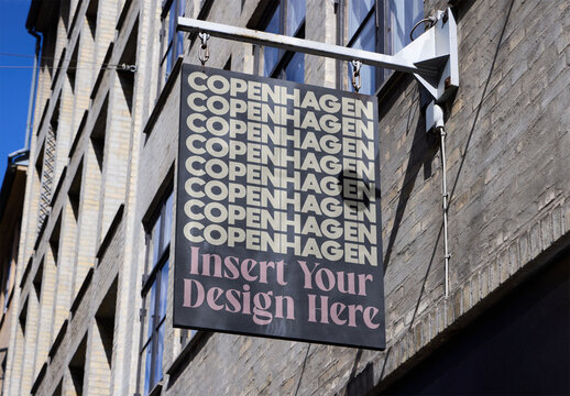 Blank business retail Advertising Space in Urban Copenhagen Under Sunny Sky