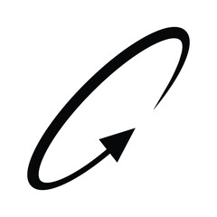 Oval circle rotate arrow icon. Ellipse orbit line arrow symbol. Oval circumference sign. Vector illustration isolated on white background. © bibin