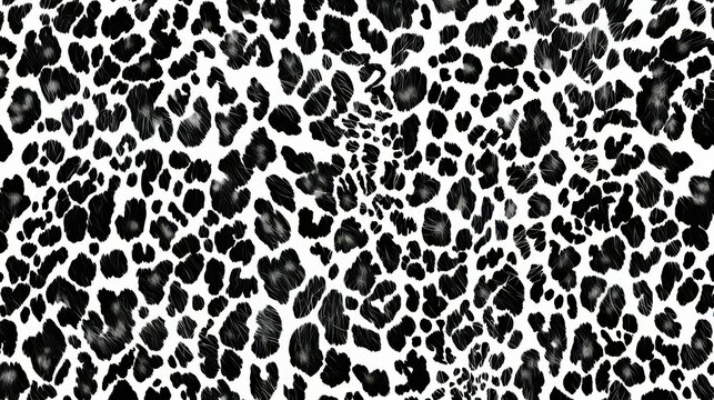 Black and white leopard print pattern with abstract spots