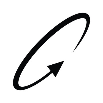 Oval circle rotate arrow icon. Ellipse orbit line arrow symbol. Oval circumference sign. Vector illustration isolated on white background.