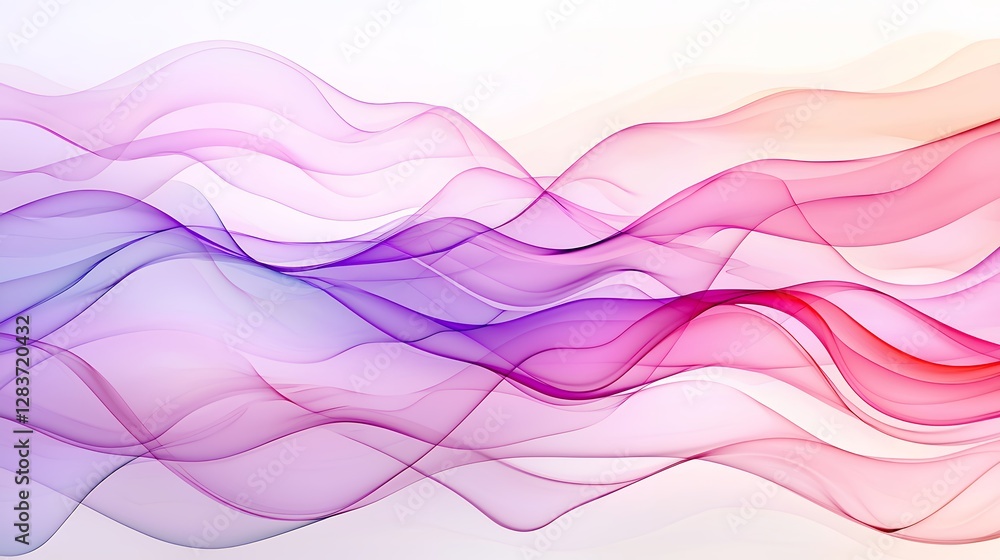 Poster abstract wavy gradient lines with flowing texture and pastel color scheme on white