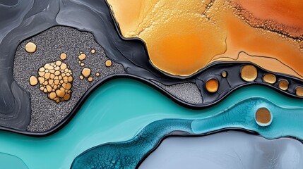 Obraz premium Painting of a river with blue and green colors. Minimalistic background.