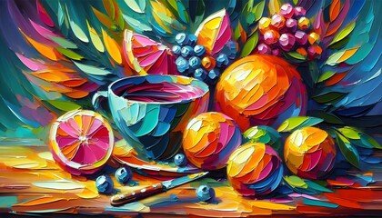 Obraz premium Explosión Cítrica: Colores y Sabores Vibrantes