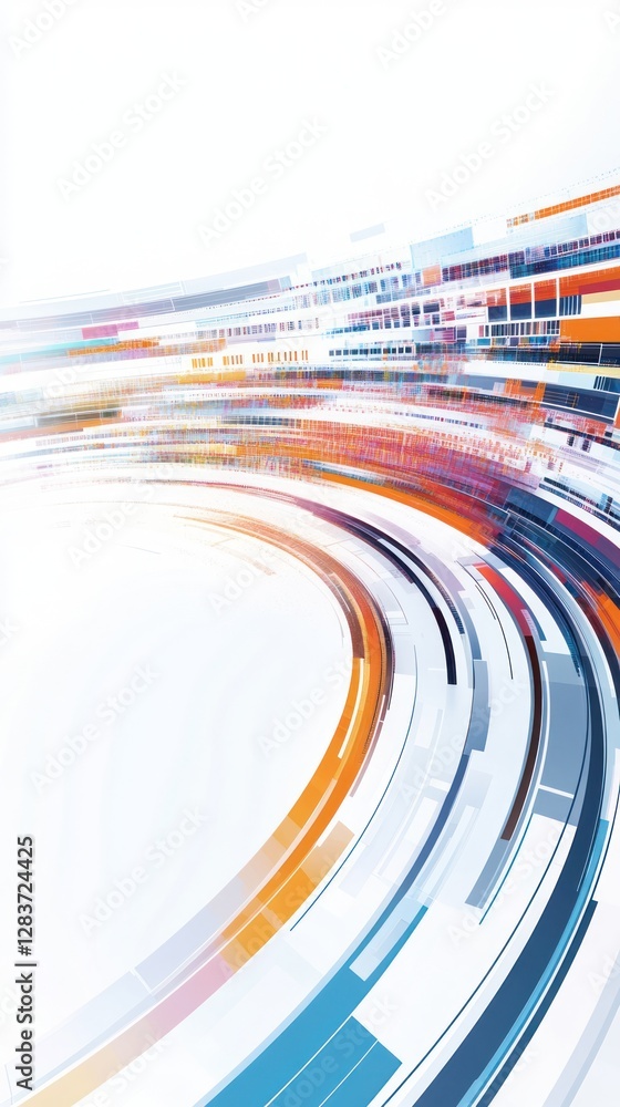 Poster abstract colorful motion background with curved lines and shapes, conveying speed and technology in 