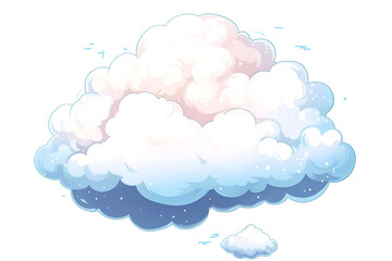 A fluffy white cumulus cloud with a hint of grey underneath, drifting across the sky, isolated on white background.