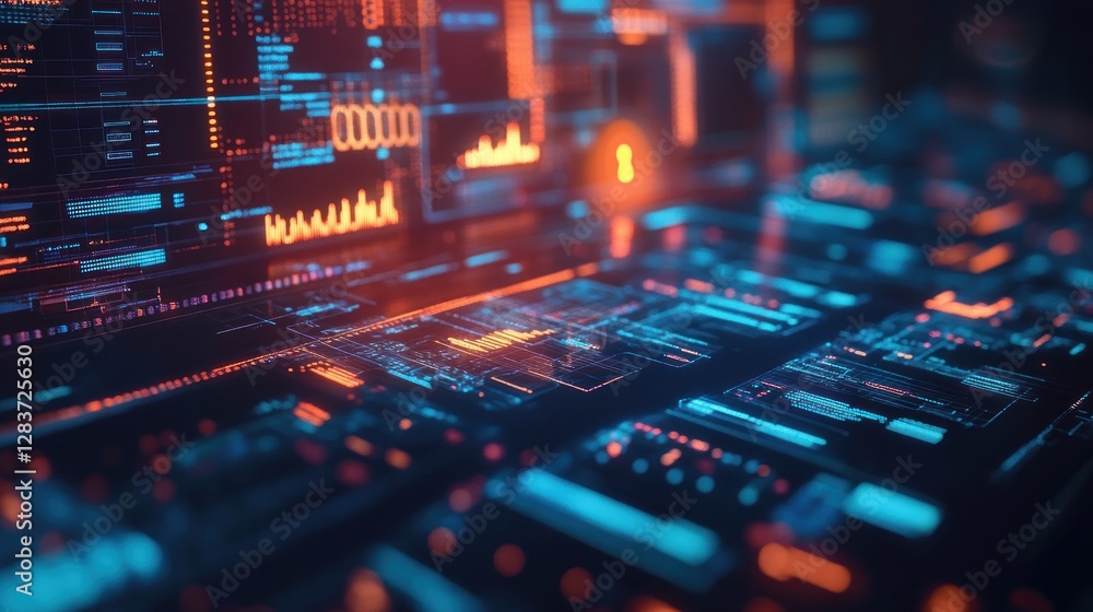 Aufkleber futuristic digital interface with glowing data visuals